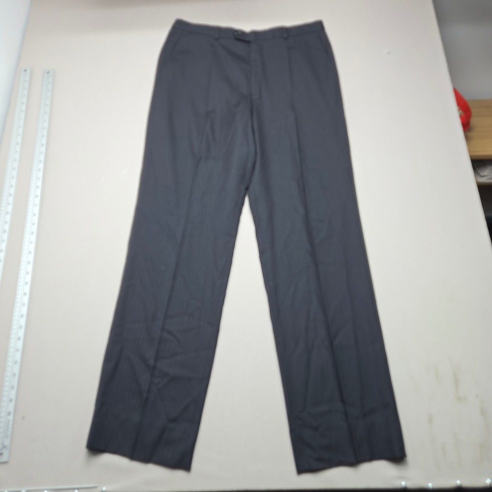 Armani Collezioni Dress Pants Herringbone Flat Front Charcoal Gray Mens 36x34